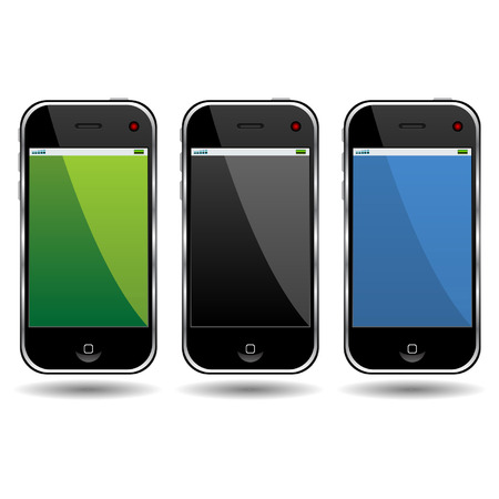 Modern cell phones isolated over white backgroundのイラスト素材