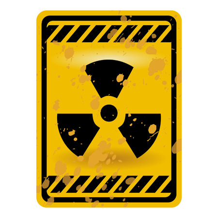 Grunge radioactivity warning sign isolated over whiteのイラスト素材