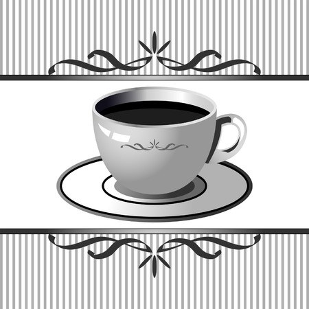 Ornamented square background with coffee cup themeのイラスト素材