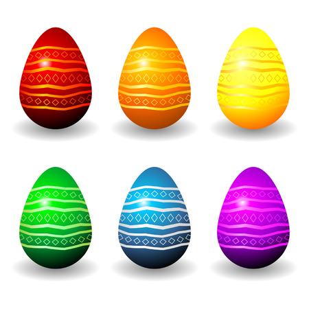 Colorful Easter set isolated over white backgroundのイラスト素材