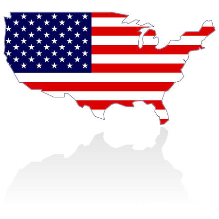 United States Map with stars and stripes over whiteのイラスト素材