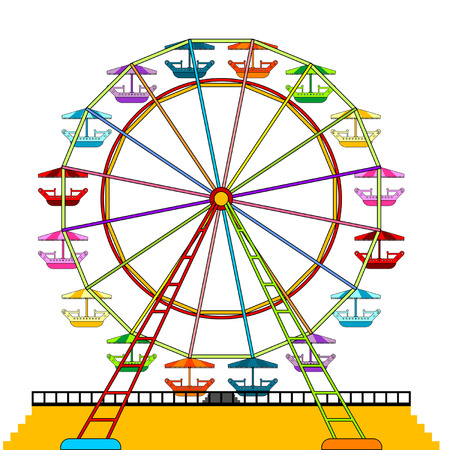Colorful ferris wheel isolated over white backgroundのイラスト素材