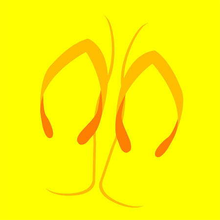 Abstract orange beach sandals over yellow square backgroundのイラスト素材