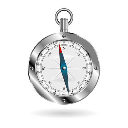 Metallic box compass isolated over white backgroundのイラスト素材