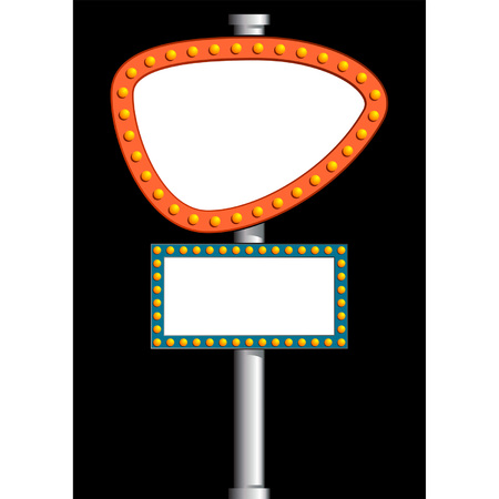 Neon billboard with copy space over black backgroundのイラスト素材