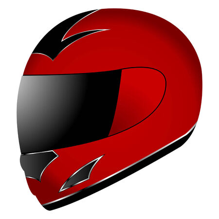 Red race helmet isolated over white backgroundのイラスト素材