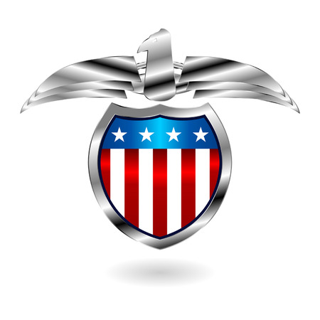 US fantasy badge over white square backgroundのイラスト素材
