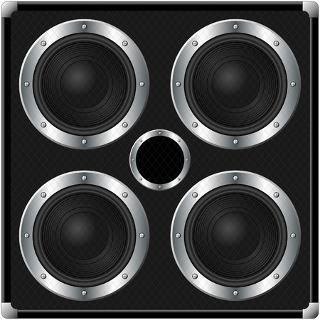 Four speakers black square cabinet over whiteのイラスト素材