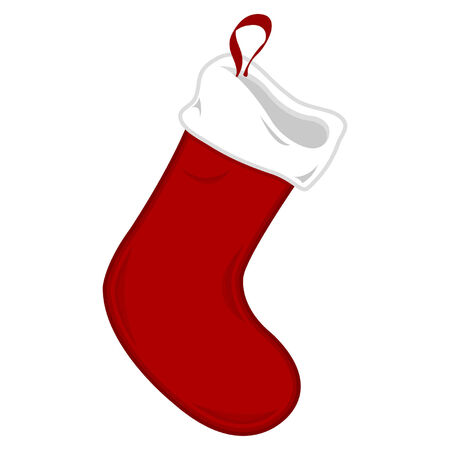Red Christmas stocking isolated over white backgroundのイラスト素材