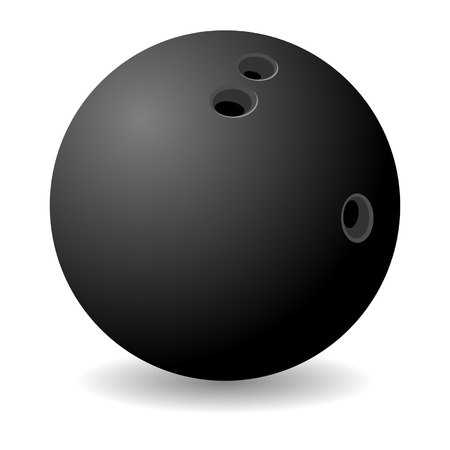Black bowling ball isolated over white backgroundのイラスト素材