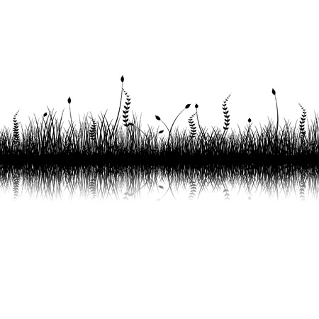 Vegetation silhouette with reflex over white backgroundのイラスト素材