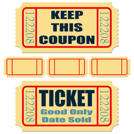 Different tickets with blank templates over whiteのイラスト素材