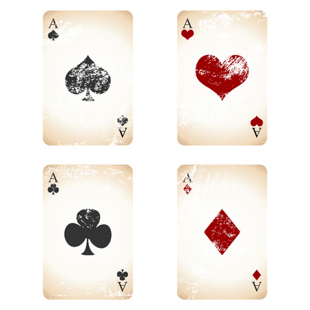 Grunge playing cards over white square backgroundのイラスト素材