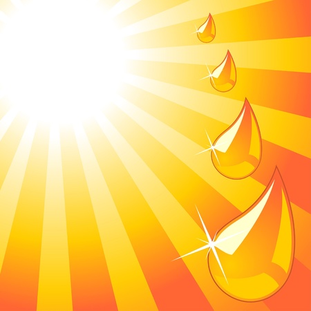 Water drops over orange starry sunny skyのイラスト素材