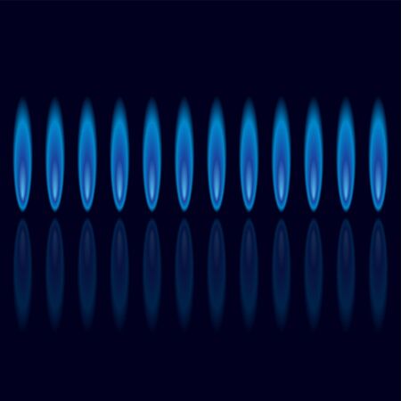 Gas flames with reflex over dark square backgroundのイラスト素材