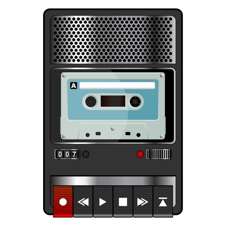 vintage audio tape recorder isolated over white backgroundのイラスト素材