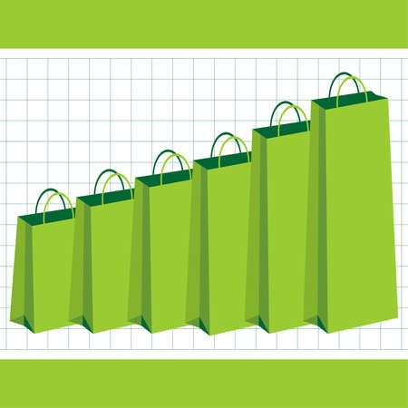 Gaining purchasing power graphic with green shopping bagsのイラスト素材