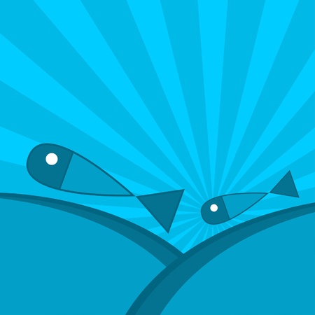 Fish jumping from the water over a starry skyのイラスト素材