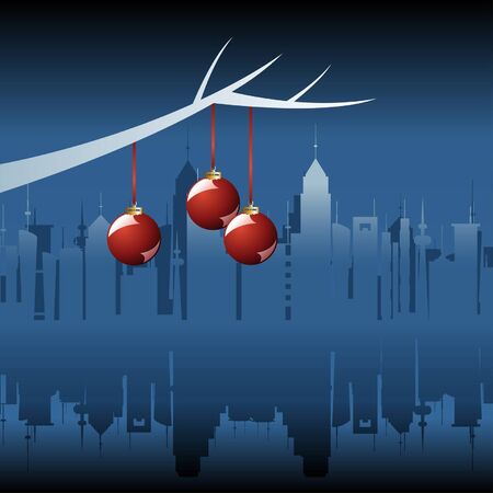Christmas time in the city by nightのイラスト素材