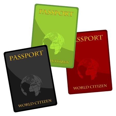 Abstract passports with different colors over whiteのイラスト素材