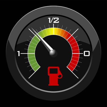 Fuel gauge colored scale over black backgroundのイラスト素材