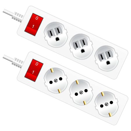 European and American outlet electrical sockets over whiteのイラスト素材