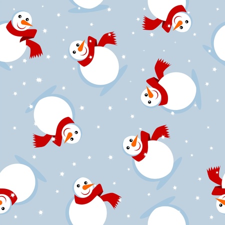 Snowman with red scarf Christmas square backgroundのイラスト素材