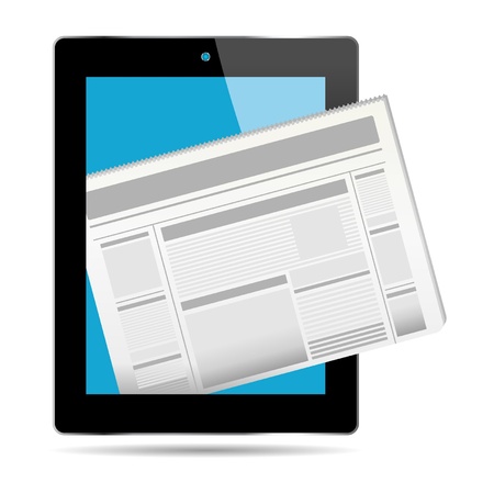 News concept out from a tablet over whiteのイラスト素材