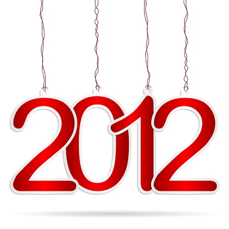 Happy New Year tags over white backgroundのイラスト素材