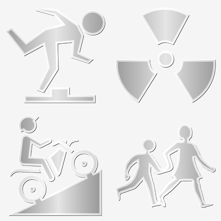 Different warning symbols stickers set over whiteのイラスト素材