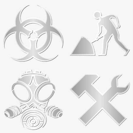 Different warning symbols stickersのイラスト素材