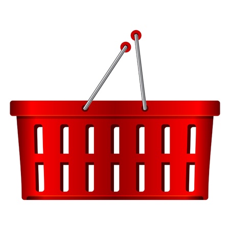 Red shopping cart isolated over white backgroundのイラスト素材