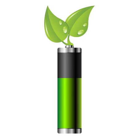 Clean energy battery over white backgroundのイラスト素材