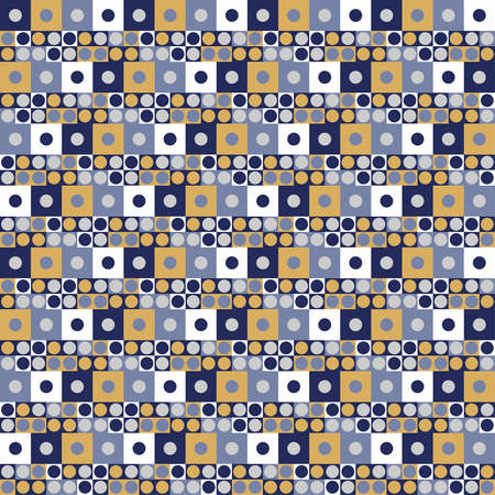 Abstract retro pattern with circles and squaresのイラスト素材