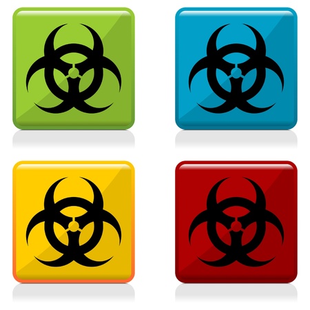 Biohazard sign buttons with four different colorsのイラスト素材