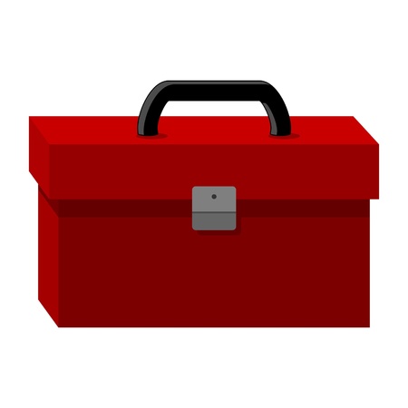 Red tool box isolated over white backgroundのイラスト素材