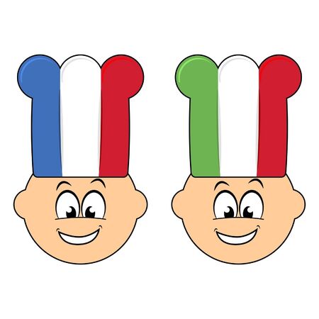French and italian happy cook cartoon over whiteのイラスト素材