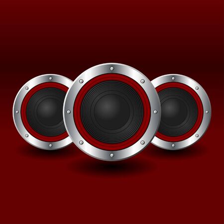 Speakers set with shadows over red backgroundのイラスト素材