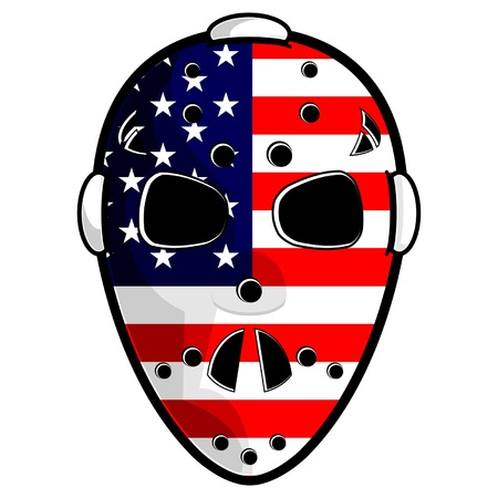 Hockey mask with north american flag isolated over whiteのイラスト素材