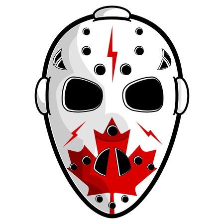 Hockey mask with canadian flag isolated over whiteのイラスト素材
