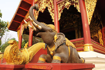 Elephant statue in the thai temple.の写真素材