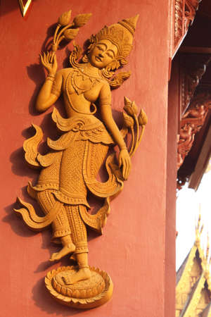 Low relief sculpture in the thai temple.
