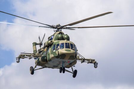 Tyumen, Russia-June 29, 2019: all-Russian Army Games. Competition of engineering Formula. Military helicopter Mi-8 AMTSHのeditorial素材