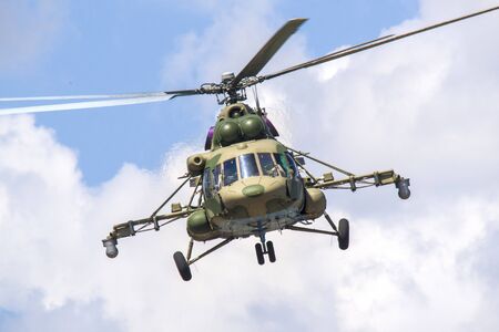 Tyumen, Russia-June 29, 2019: all-Russian Army Games. Competition of engineering Formula. Military helicopter Mi-8 AMTSHのeditorial素材