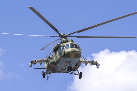 Tyumen, Russia-June 29, 2019: all-Russian Army Games. Competition of engineering Formula. Military helicopter Mi-8 AMTSHのeditorial素材