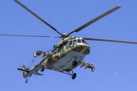 Tyumen, Russia-June 29, 2019: all-Russian Army Games. Competition of engineering Formula. Military helicopter Mi-8 AMTSHのeditorial素材