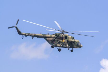 Tyumen, Russia-June 29, 2019: all-Russian Army Games. Competition of engineering Formula. Military helicopter Mi-8 AMTSHのeditorial素材