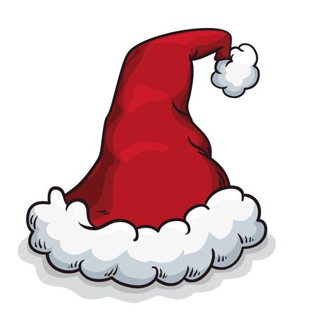 Fluffy Santa's hat isolated on white backgroundのイラスト素材
