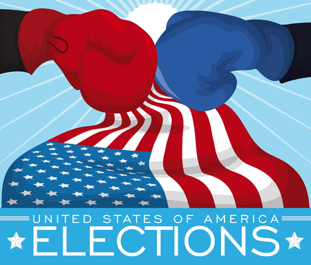 Poster with black ballot box ready for the American elections with a U.S.A. flag around it.のイラスト素材