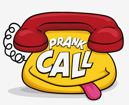 Funny phone with mischievous smile remembering you that is time to prank calls in April Fools' Day.のイラスト素材